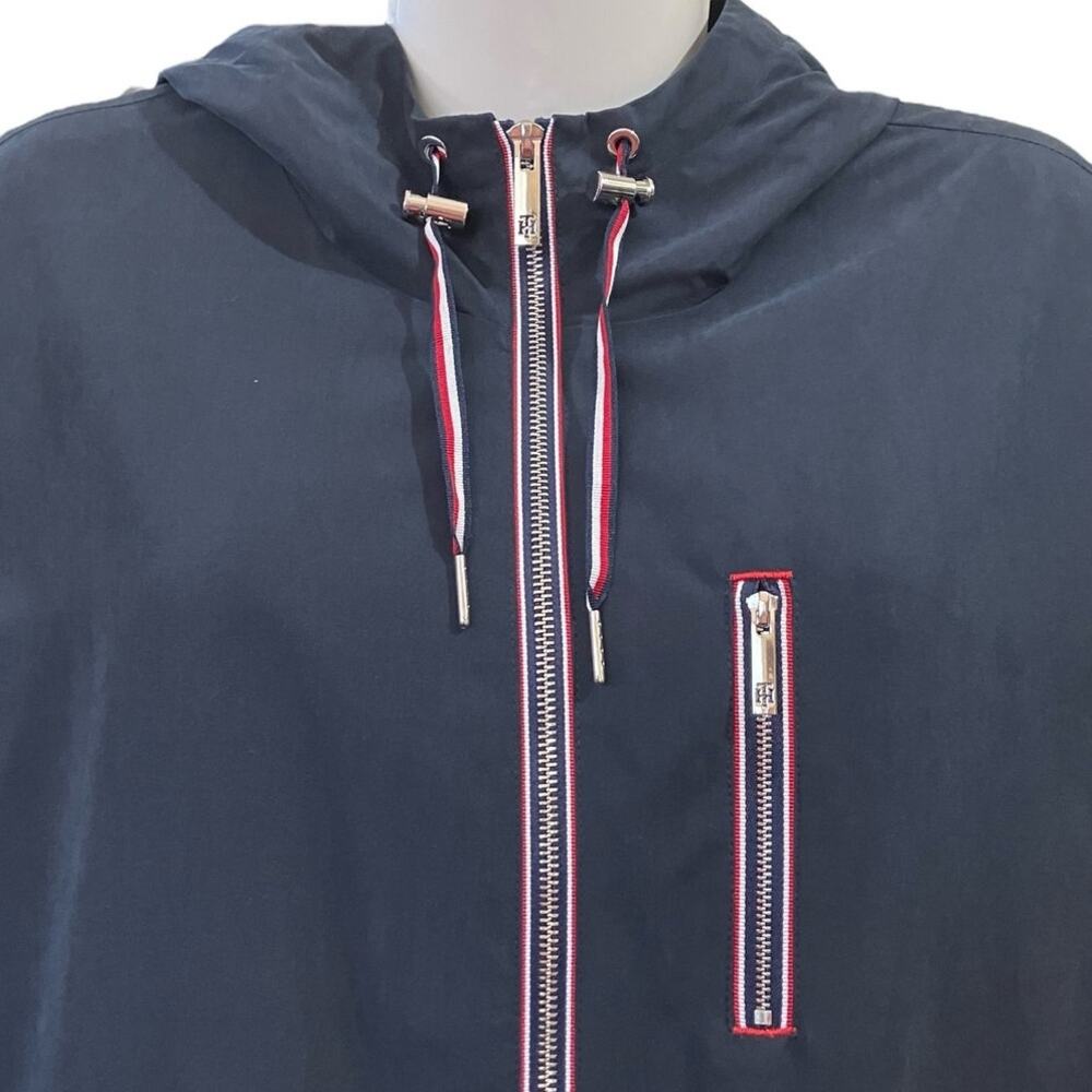 Tommy Hilfiger Women's Navy Full Zip Storm Jacket w/ Hood Pockets | Size L EUC - Picture 5 of 16